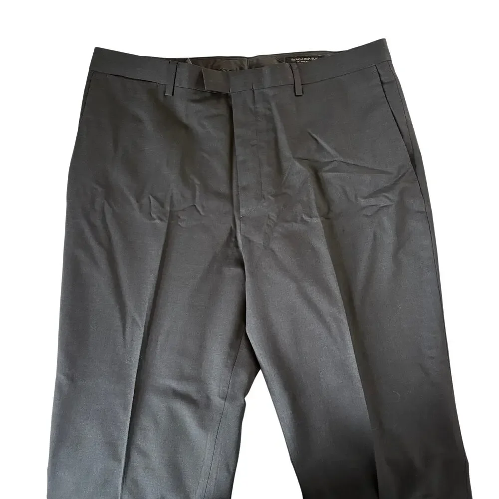 Banana Republic Marzotto Italian Super 120's Wool Flat Front Pants 36x32 (36x31)